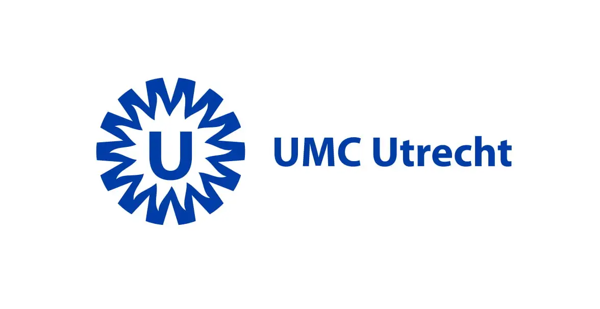 Umc urecht logo op een witte achtergrond met teamontwikkeling.